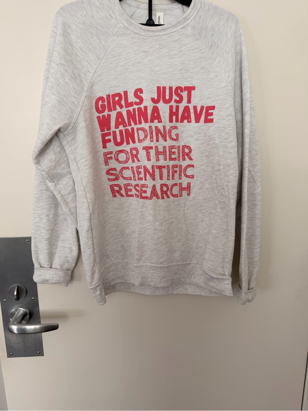 Bella Canvas Light Gray Sweatshirt with Pink Feminist Graphic